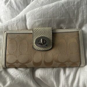 Coach Beige and Cream Signature Wallet